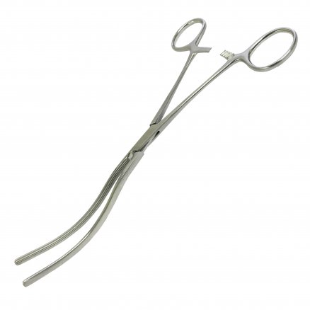 Затискач кишковий по Kocher, кровоспинний, атравматичний, зігнутий. Довжина 25 см